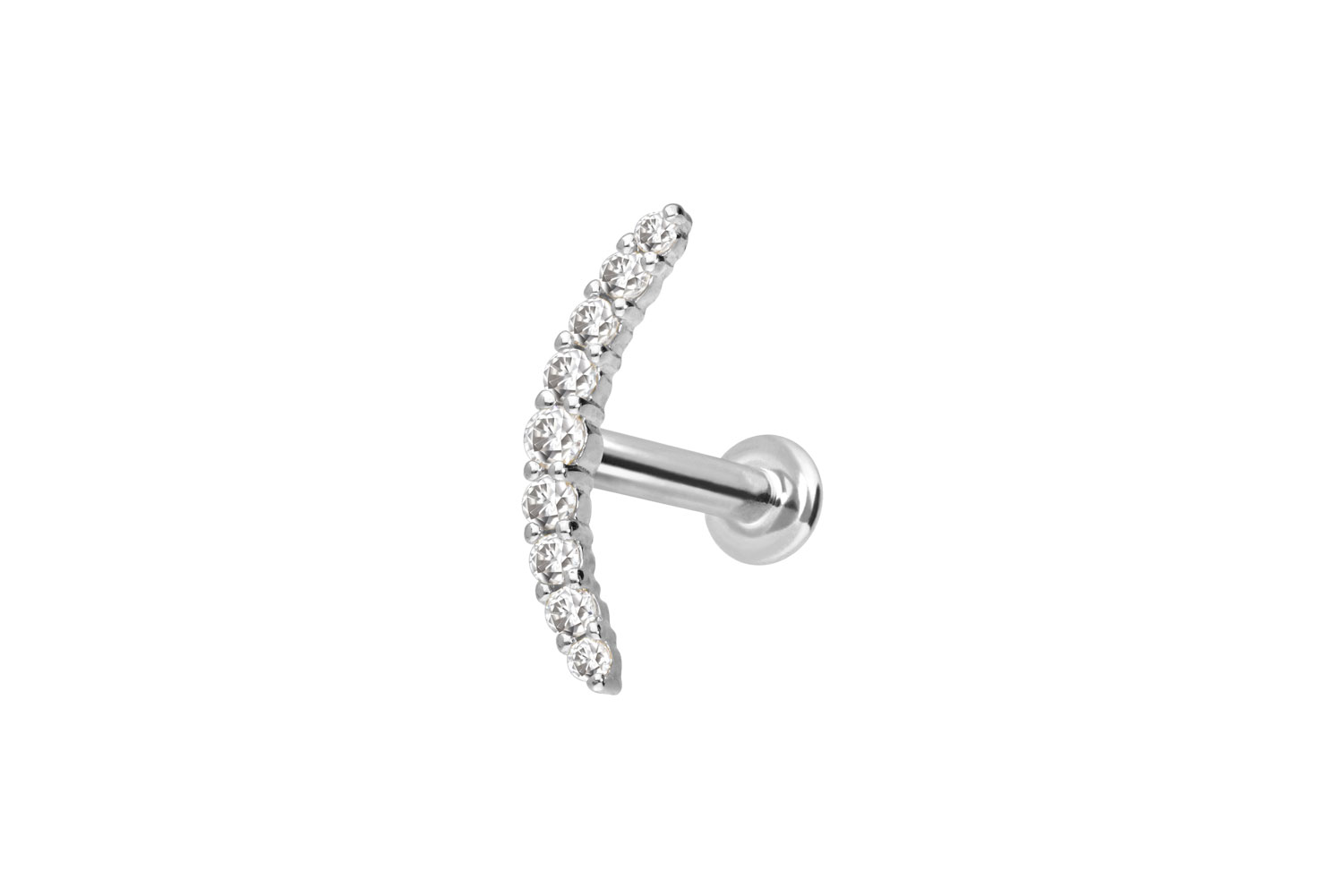 14 Karat Gold Labret Piercing mit Push Fit MOISSANIT-BOGEN